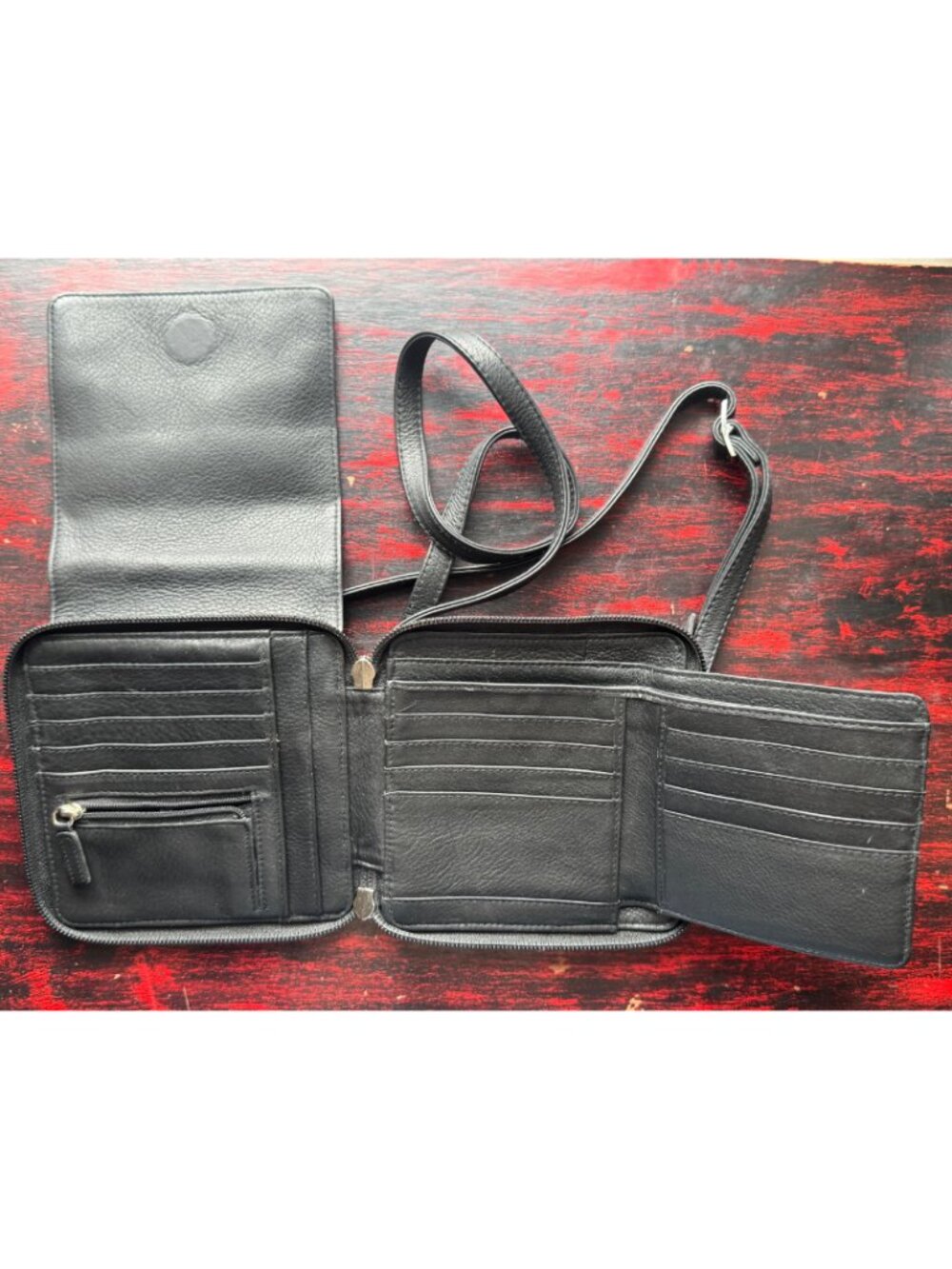 Crossbody Black Pebble Leather Travel‎ Multi Pocket Purse Bag Derek Alexander